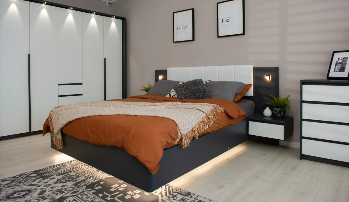 Кровати с мягким изголовьем, Кровать Мишель 160 МИ, с подъемным механизмом, антрацит