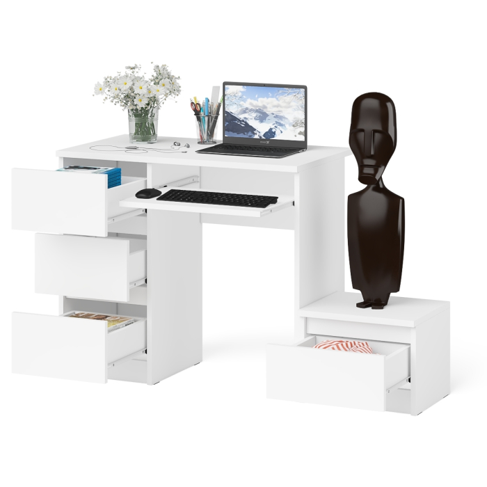 Прямые компьютерные столы, Компьютерный стол три ящика Мори МС-6 левый с тумбой 400