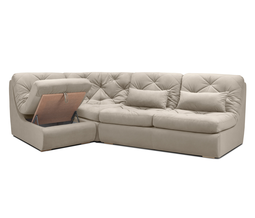 Диваны угловые в гостиную, Модульный угловой диван Борнео со спальным местом, велюр