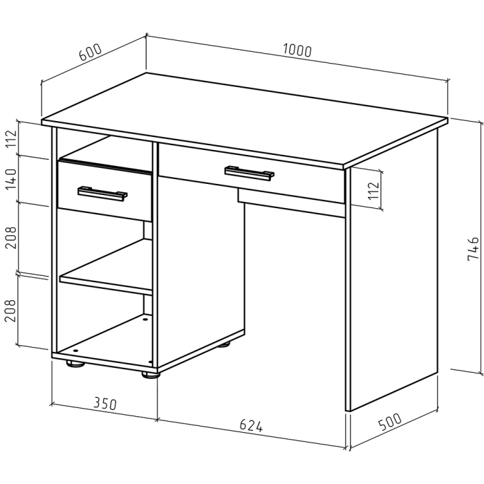 Прямые, Письменный стол Остин-2Я