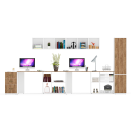 Модульная мебель для хранения одежды и вещей и два стола для работы Лидер-8