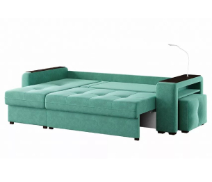 Диван-кровать угловой Smart 4 пуф справа Велюр