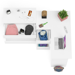 Комод Мори МК800 4-ре ящика с угловым компьютерным столом Мори МС-16 тумба слева