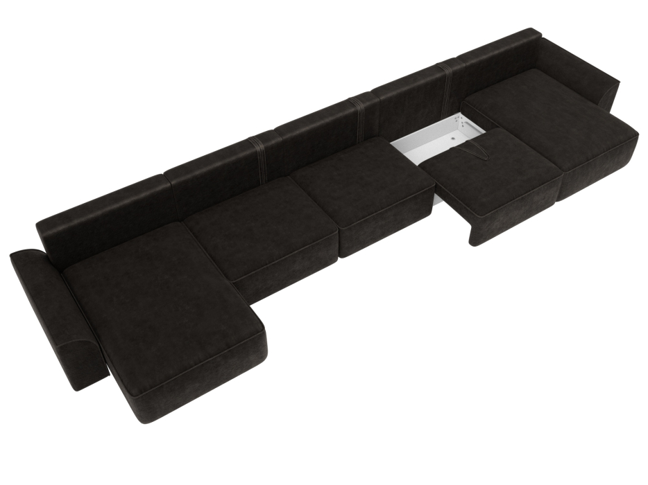 Диваны еврокнижки, Диван П-образный Лига-048 НПБ МегаЛонг, велюр BRUT