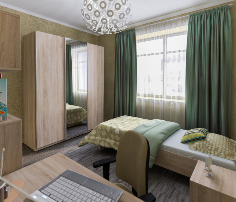 Для девочек, Шкаф-купе (1768) Палермо СБ-2060  с Кито набор Дуб Сонома 2D/Текстиль