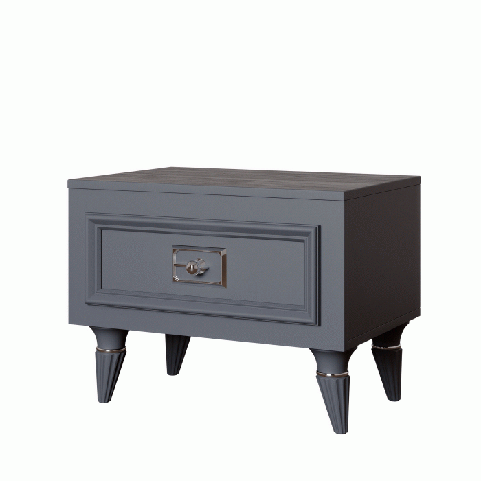 Прикроватные тумбы, Тумба прикроватная Валенсия с ящиком выдвижным 55х40х42 см (серебро)