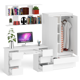 Шкаф-комод Мори МШ900.1 с письменным 2-х тумбовым столом МС-2 и полкой книжной