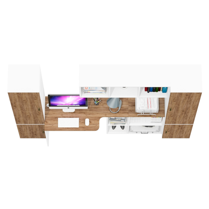 Домашние кабинеты, Два пенала серии Лидер-8 МД 22Б и МД 21Б и компьютерный рабочий стол с полкой для книг