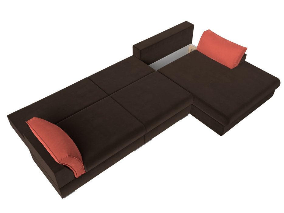 Диваны угловые в гостиную, Угловой диван Пекин Long угол правый, НПБ, микровельвет