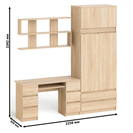 Шкаф-комод с антресолью Мори МШ900.1 со столом для работы и учёбы и книжной полкой