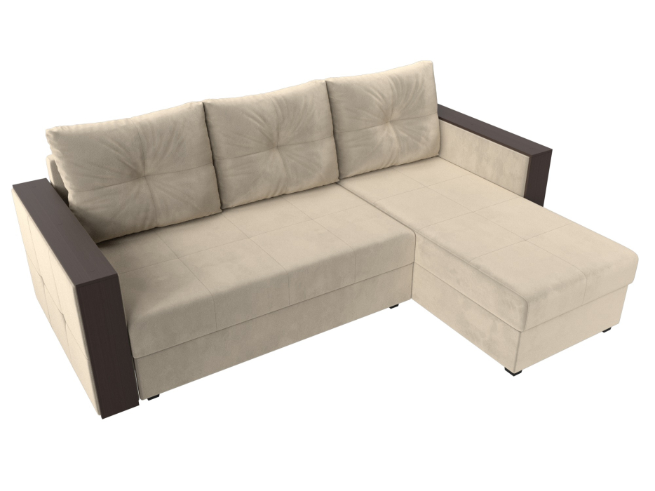 Диваны угловые в гостиную, Угловой диван Валенсия Лайт правый угол, микровельвет