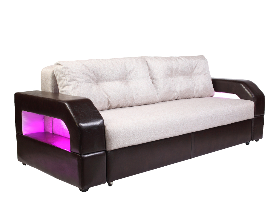 Диваны прямые, Диван-кровать еврокнижка, Манчестер 160 с подсветкой , рогожка/экокожа