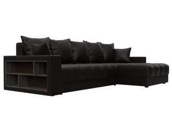 Диван угловой с декором и полкой Лига-050 НПБ, экокожа GRIFON