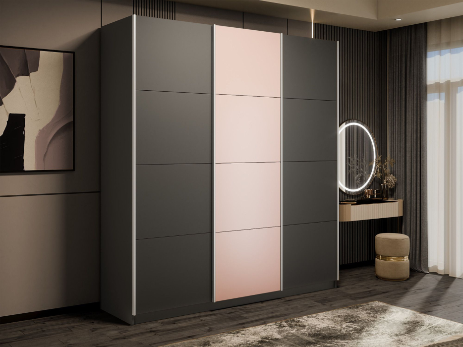 Шкафы-купе 3-х дверные, Шкаф-купе Эста 3-х дверный ДСП/Стекла пудра/Доводчик 300х66х240