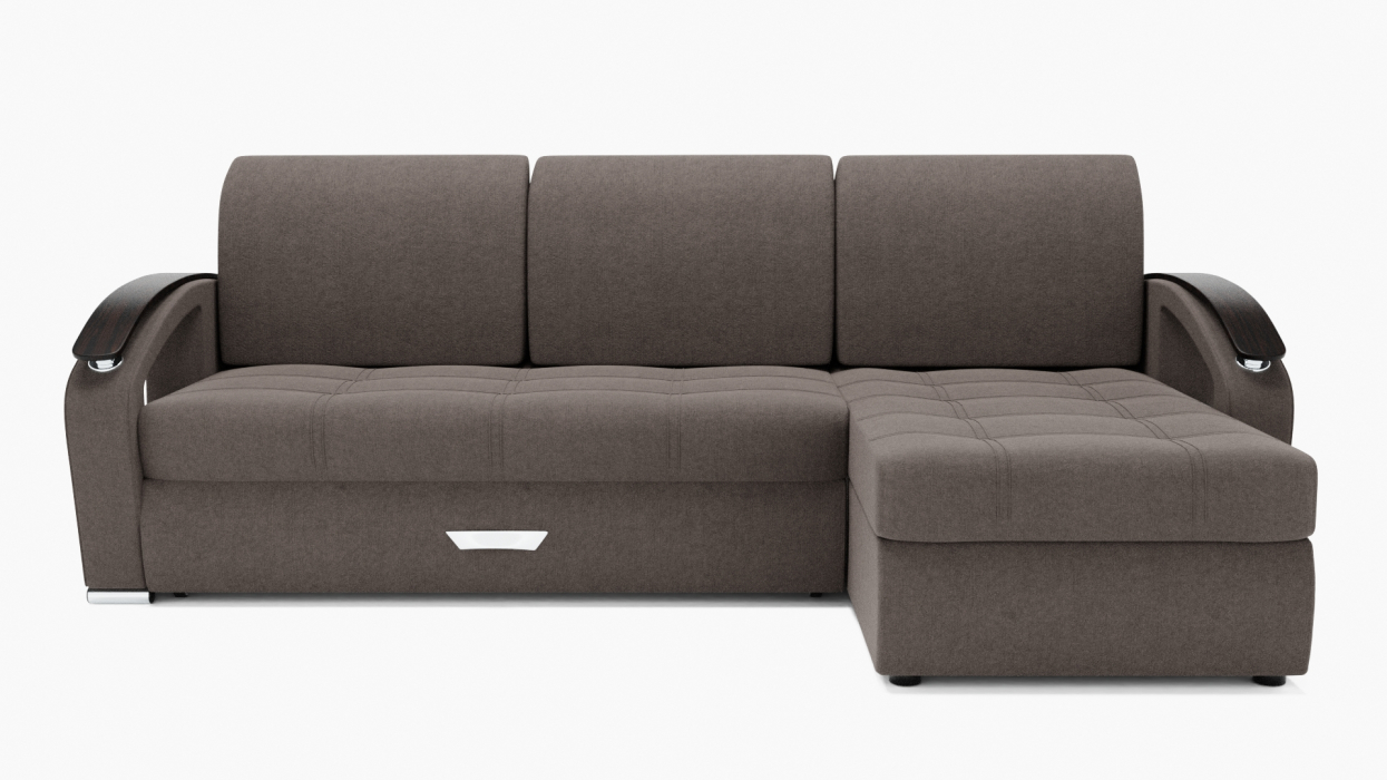 Диваны угловые в гостиную, Угловой диван Дубай-1 с оттоманкой ППУ, велюр