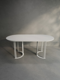 Стол овальный обеденный с белым металлическим подстольем VIOLUR 180