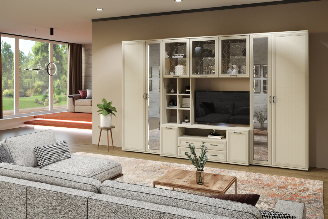 Стенки для гостиной, Модульная гостиная Карина композиция 6