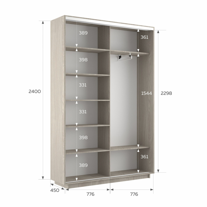 Шкафы-купе 2-х дверные, Шкаф-купе Экспресс 2-х дверный Фотопечать Калейдоскоп Стекла 160х45х240