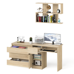 Однотумбовый стол компьютерный Мори МС-1 левый с комодом три ящика и навесной полкой 900