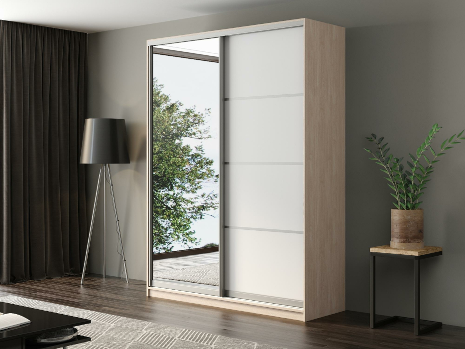 Шкафы-купе, Шкаф-купе Айсберг 190 ШАМОНИ СВЕТЛЫЙ (белый/зеркало)