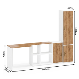 Стол-трансформер Лидер-8 с тумбой с ящиком и дверкой и пенал МД 21Б