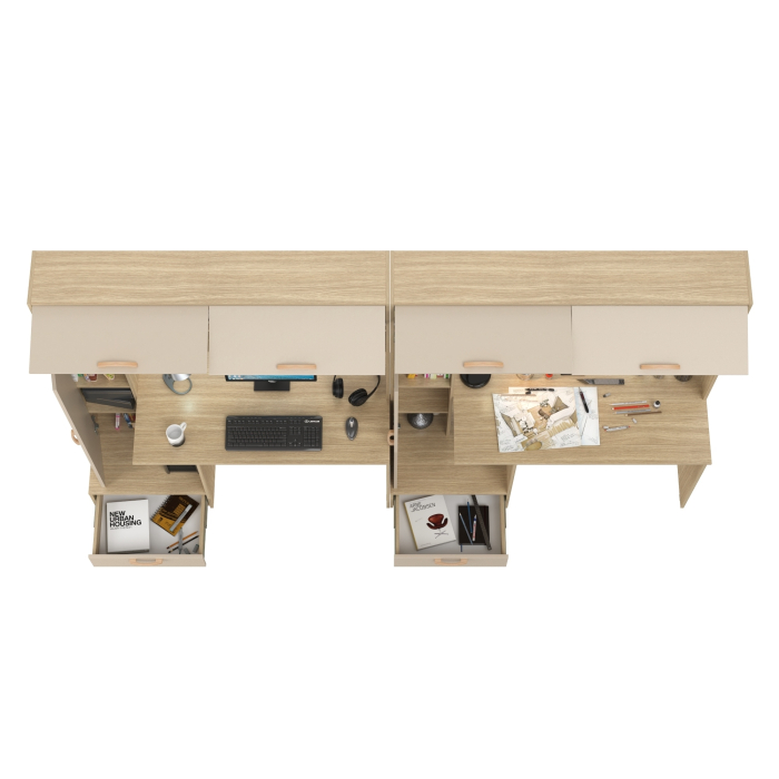 Прямые компьютерные столы, Лайт столы письменные 03.243Н с верхними полочками