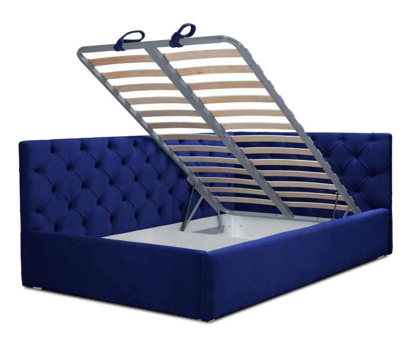 Мягкая кровать, Кровать с мягким изголовьем угловая Оливия 900, микровелюр