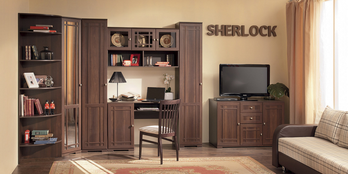 Угловые шкафы, Модульная система Sherlock (модуль 10) Шкаф угловой с зеркалом