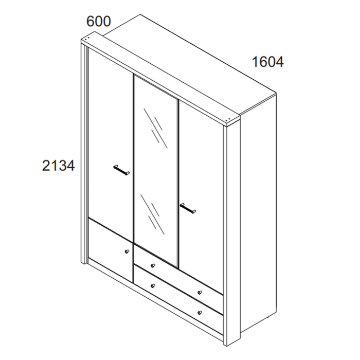 Шкафы распашные, Шкаф 3DG2S Z, JAGGER
