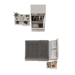 Столик в спальню с кроватью 1200 Афина с тумбочкой и шкафом для одежды