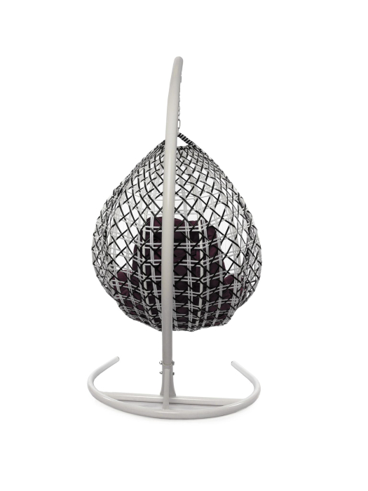 Подвесные кресла, Подвесное кресло КАПЛЯ ЛЮКС белая стойка двуцветное с ротангом