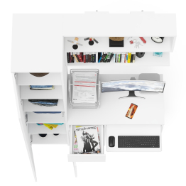 Пенал с дверкой Мори МШ400-1 с компьютерным столом МС-1 левый и открытой полкой на 900