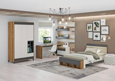 Стол письменный Гринвич мод. 3, авелано, темно-серый, белый