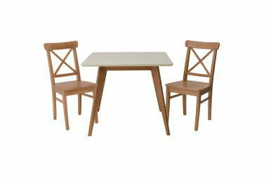 Стол Сканди М 100 натур/слоновая кость со стульями Ингольф натур