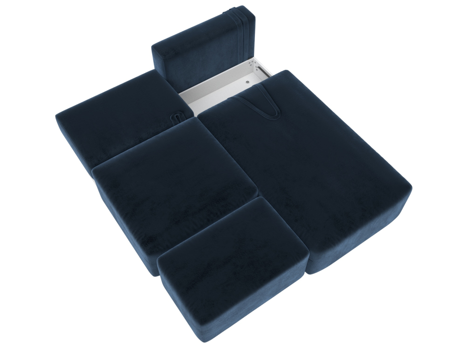 Диваны угловые в гостиную, Диван угловой модульный с пуфом Лига-060 НПБ угол универсальный, велюр TOWER