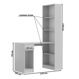 Два компьютерных стола со стеллажом Лайт 10.01
