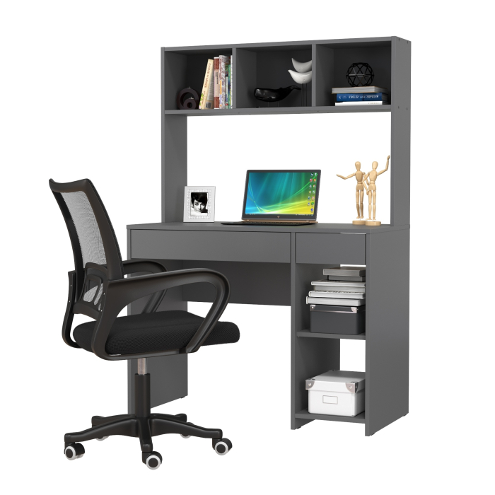 Прямые компьютерные столы, Компьютерный стол Моби Комфорт 12.77F с компьютерным креслом 103 чёрного цвета