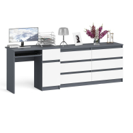 Компьютерные столы, Комод Мори МК1380 6 выдвижных ящиков с компьютерным столом МС-1 правый