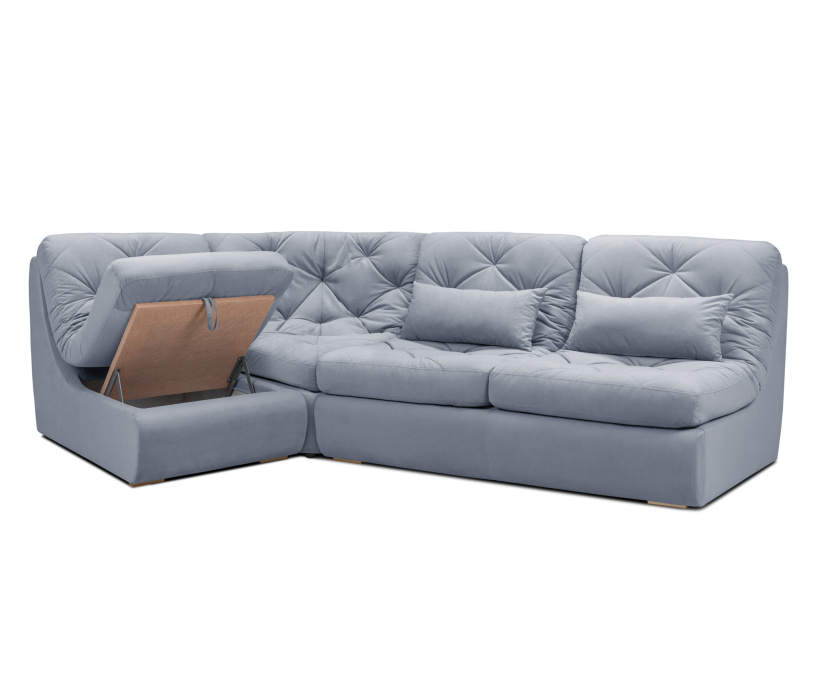 Диваны угловые в гостиную, Модульный угловой диван Борнео со спальным местом, велюр