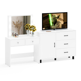 Стол туалетный для спальни с лампочками СТ-5 и тумба-комод 122-1204