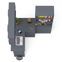 Рабочее место с угловым столом Мори МС-16 правым со стеллажом и полкой