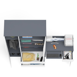 Компьютерный стол Мори с тумбой с дверкой и ящиком правый и шкаф-комод МШ1200-1