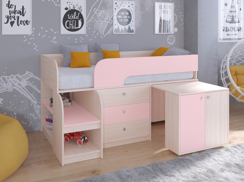 Кровати-чердаки, Кровать-чердак Астра 9 V7 Дуб молочный