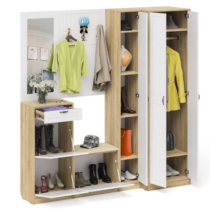 Прихожие, Полный набор мебели для прихожей П-6 компоновка № 31 МДФ фрезеровка прованс