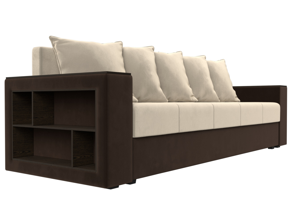 Диваны кровати со спальным местом, Диван прямой Дубай Лайт полки слева, микровельвет