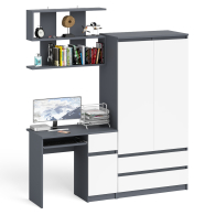 Домашние кабинеты, Стол компьютерный с ящиком МС-1 правый с навесной полкой и шкаф-комод МШ900.1 Мори