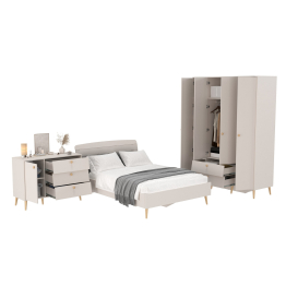 Шкаф-комод 4-х дверный с кроватью 1400 Афина и комодом с дверкой