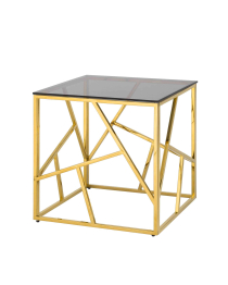 Журнальный столик АРТ ДЕКО 55х55 (Стекло smoke/Сталь золото)
