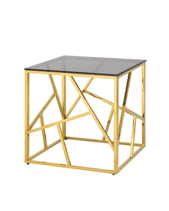 Журнальные столики, Журнальный столик АРТ ДЕКО 55х55 (Стекло smoke/Сталь золото)