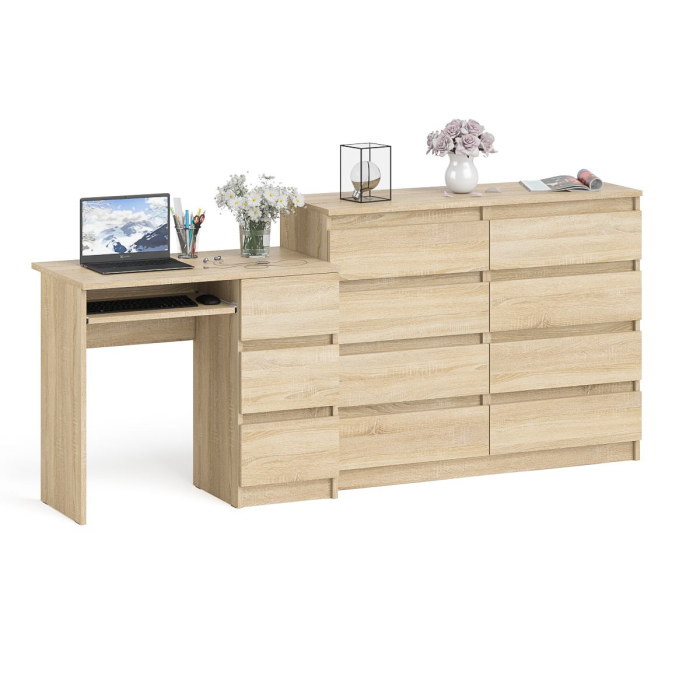 Компьютерные столы, Комод Мори МК1200 8-мь ящиков со столом компьютерным МС-6 правым